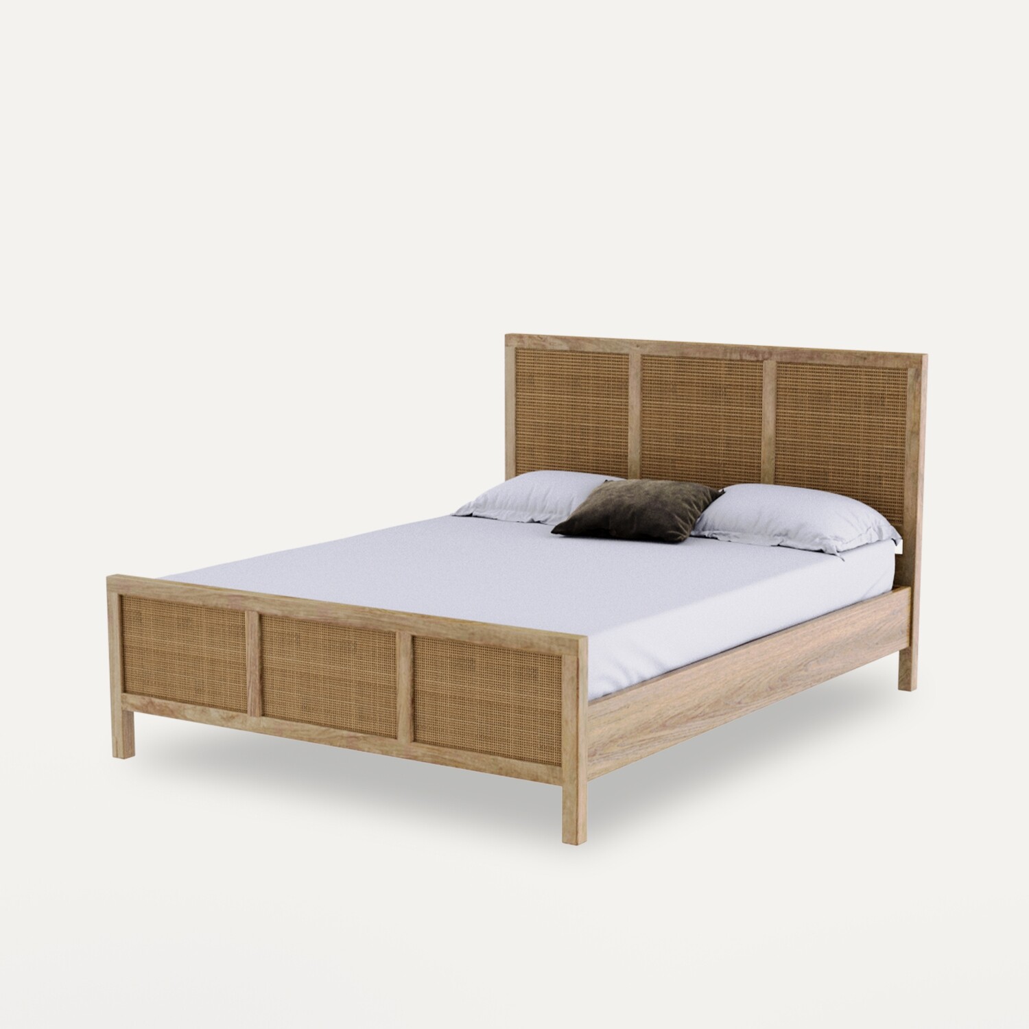 Adelaide Solid Wood Rattan Bed