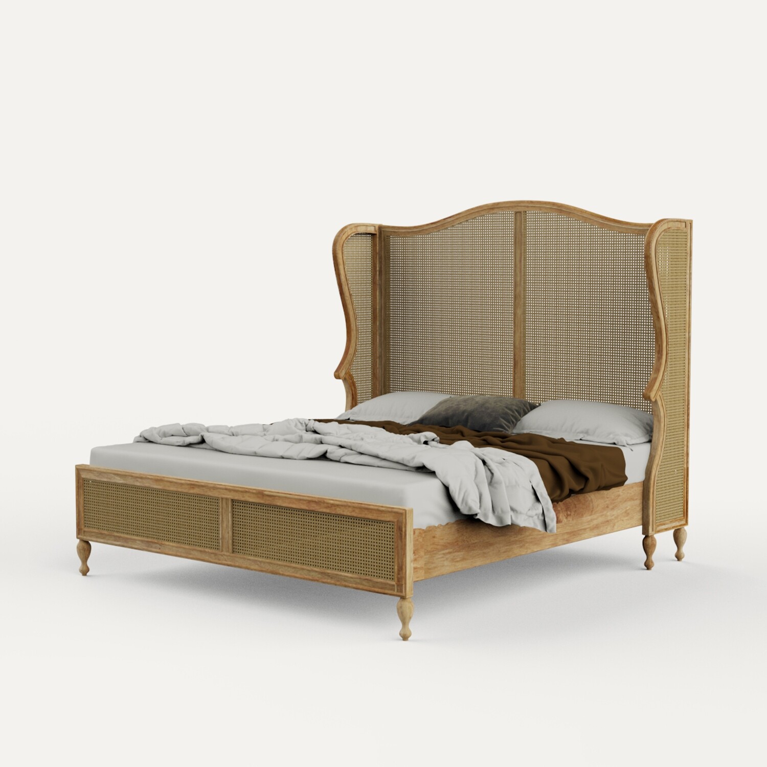 Chantel Natural Rattan Cane Bed Solid Wood