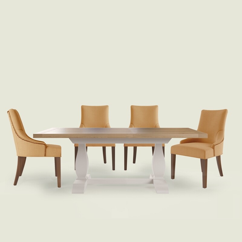 Derbyshire Brown-White Luxury Dining Table Set - 6 & 8 Seater/All Sizes