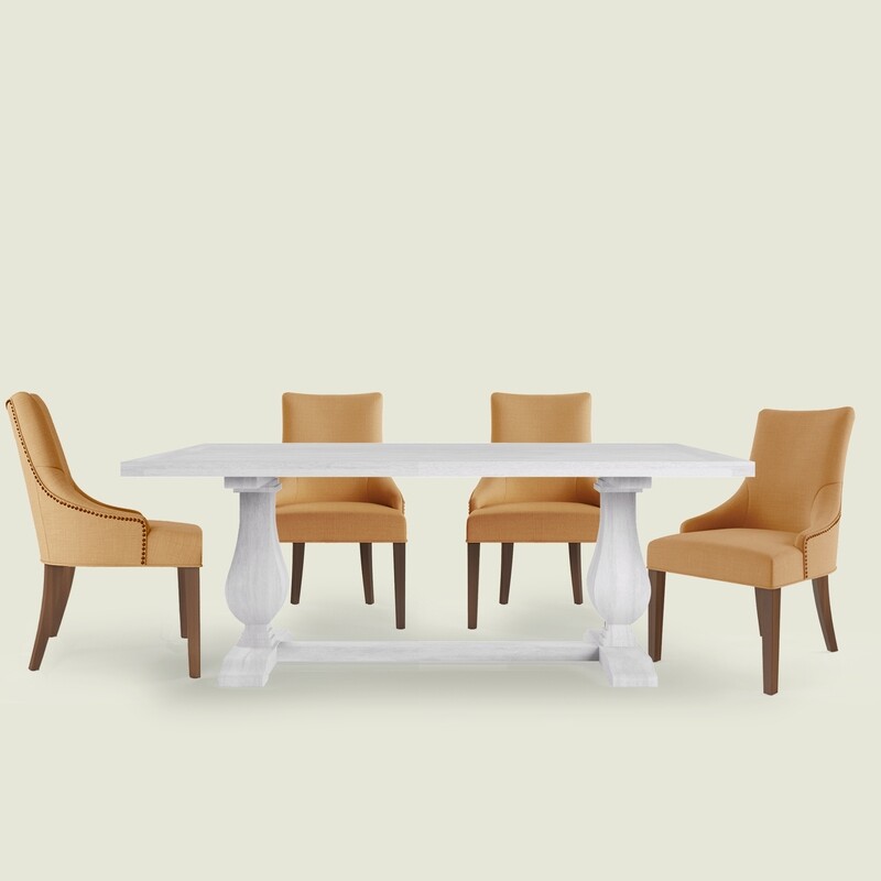 Derbyshire Distressed White Luxury Dining Table Set - 6 & 8 Seater/All Sizes