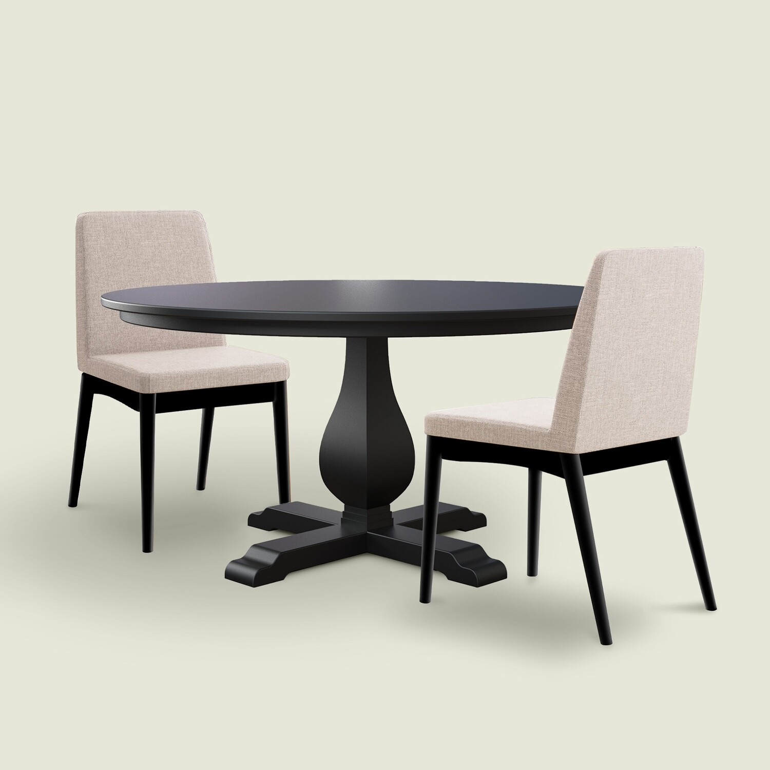 Derbyshire Black Round Dining Table 4 Seater Set