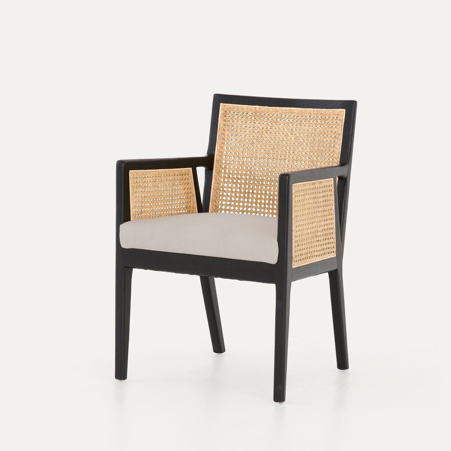 Kipling Upholstered Rattan Chair in Black Matte Finish