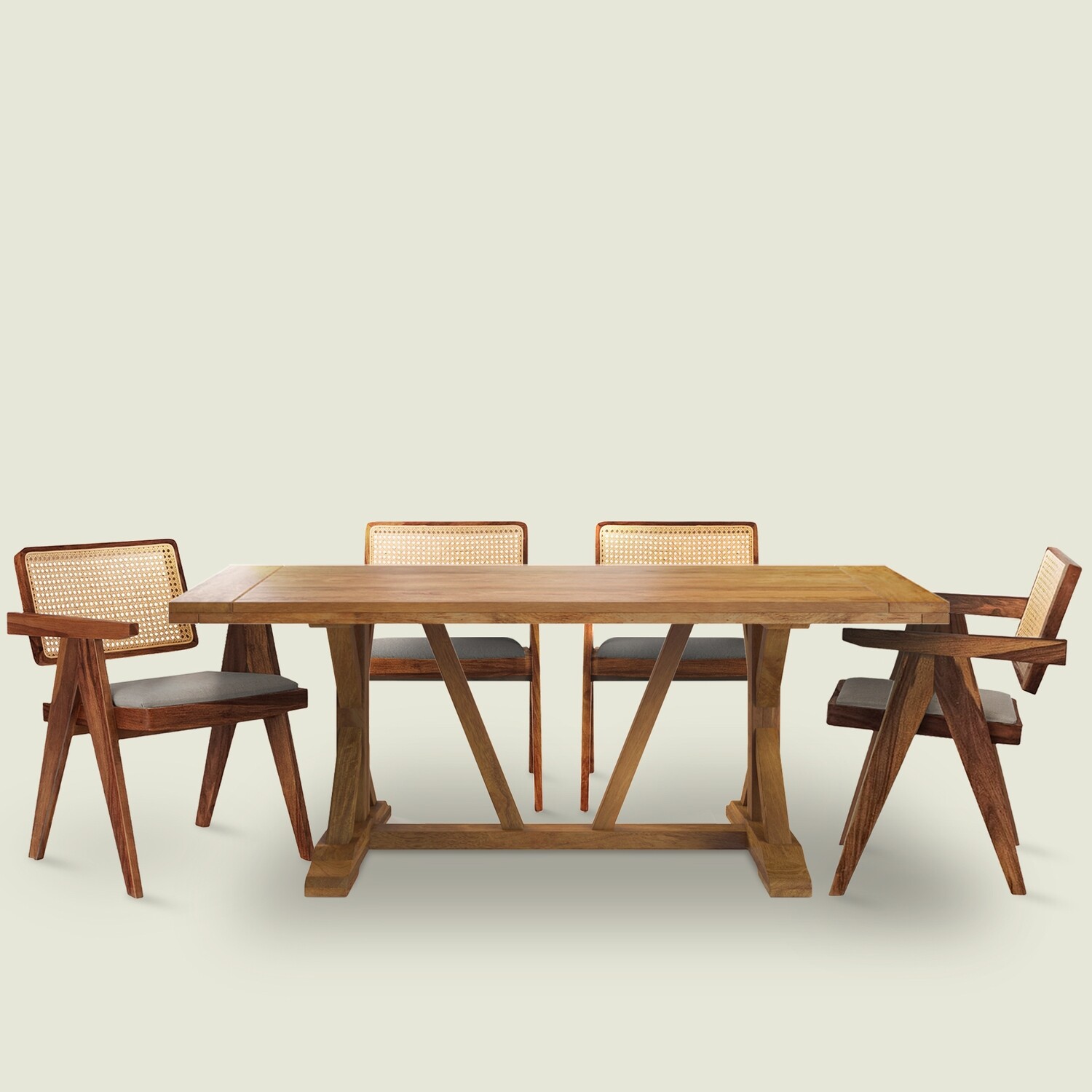 Gable Rectangle Dining Table with Pierre Chairs