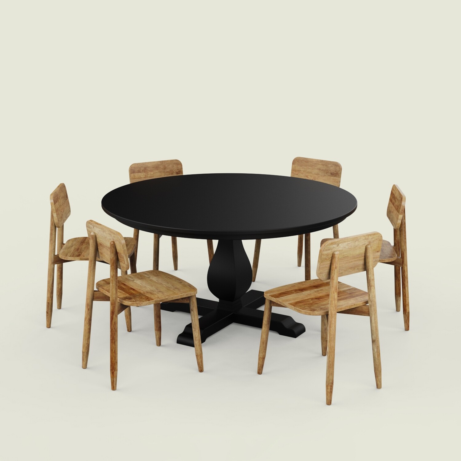 Derbyshire Black Luxury Dining Table Set with Stig Chairs - 6 Seater/150 cm
