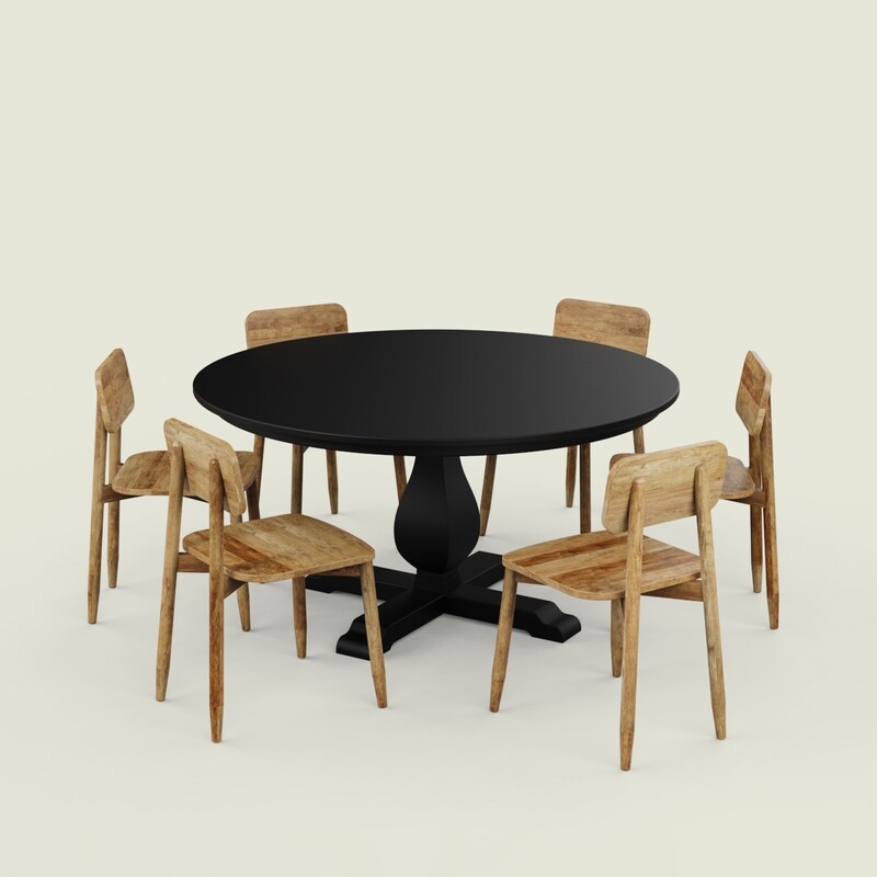 Derbyshire Black Luxury Dining Table Set with Stig Chairs - 6 Seater/150 cm