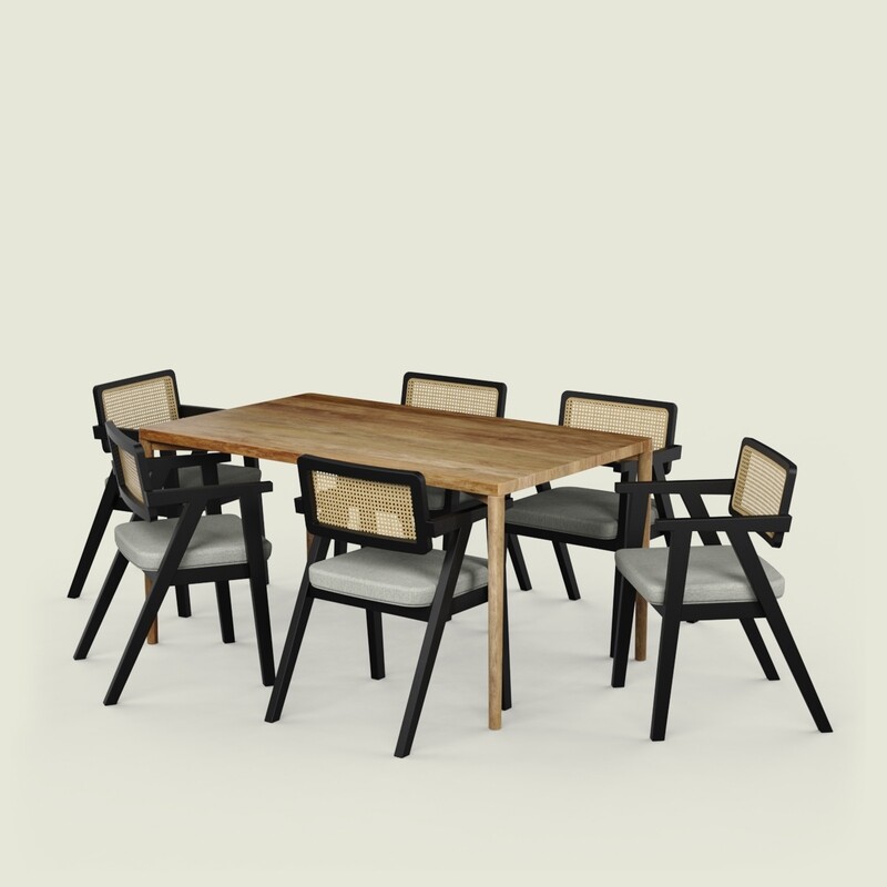Gale Luxury Dining Table Set with Bob chair - 6 Seater/150 cm