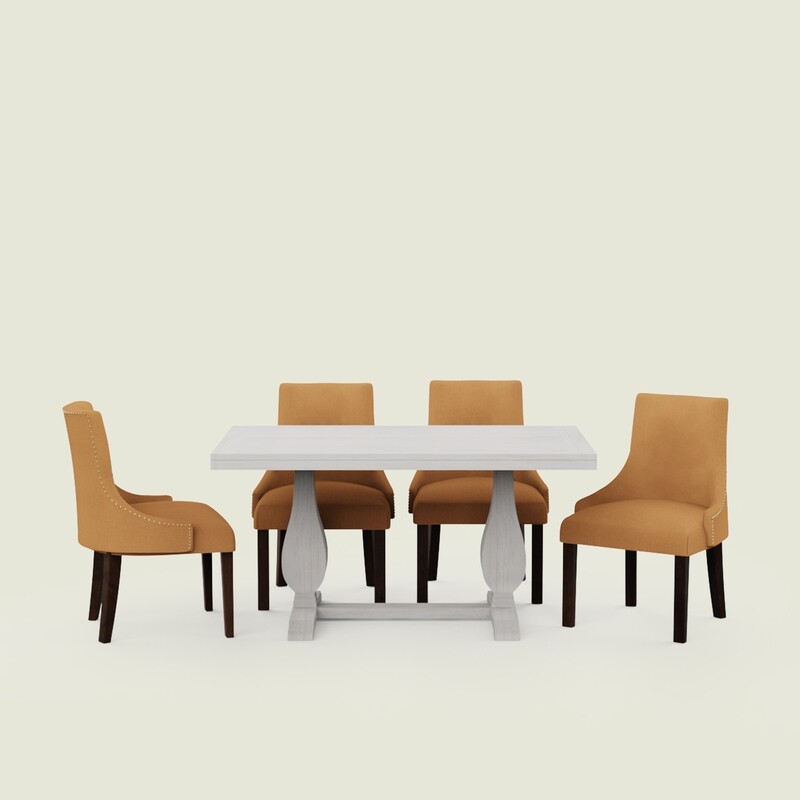 Derbyshire Distressed White Luxury Dining Table Set - 6 & 8 Seater/All Sizes