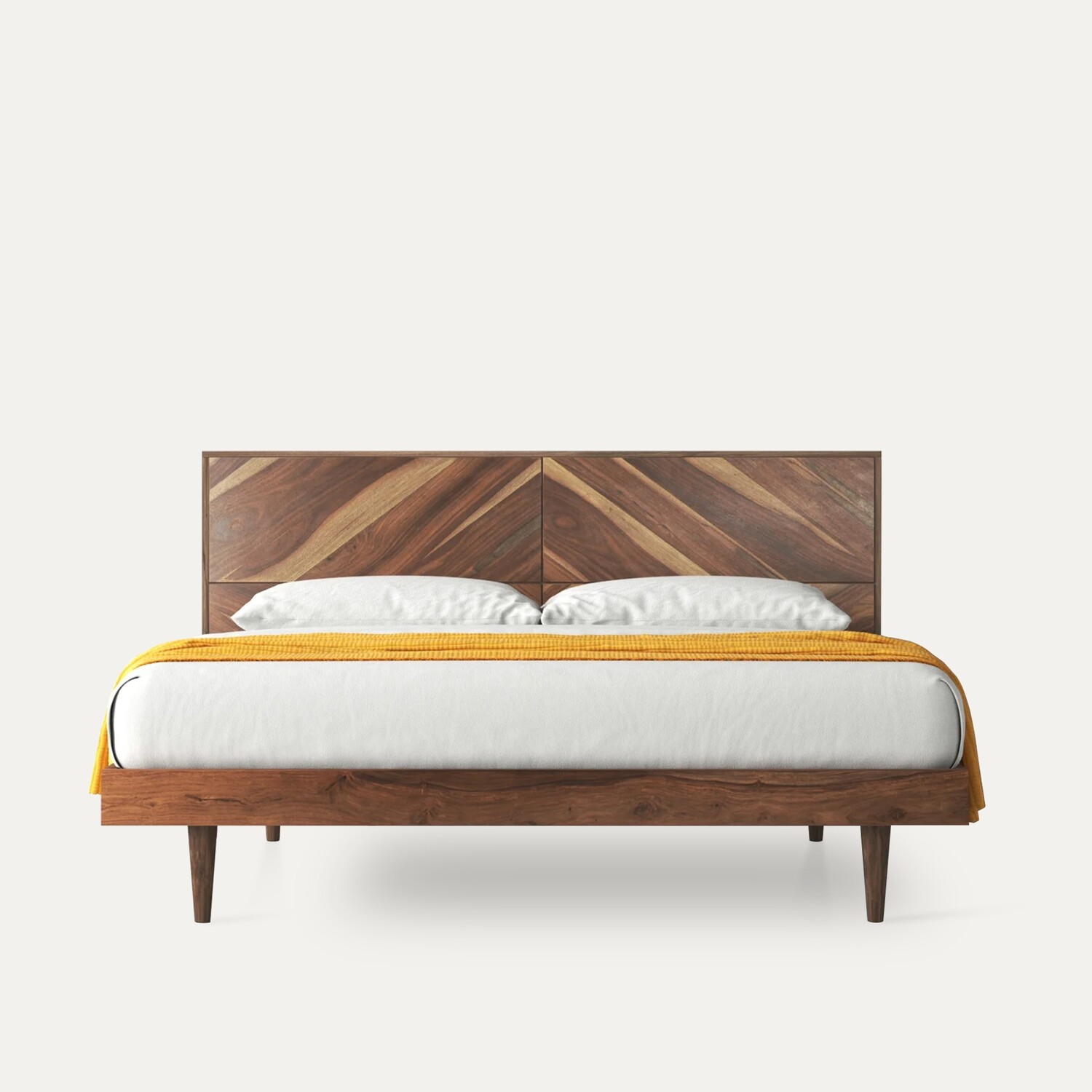 Maven Parquet Pattern Solid Wood Bed