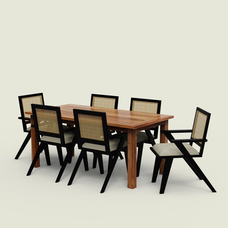 Roma-Flora Dining Table Set - 6 Seater/175 cm