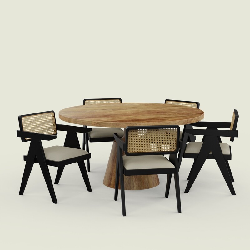 Yukon-Pierre Black Dining Table Set - 6 Seater/150 cm