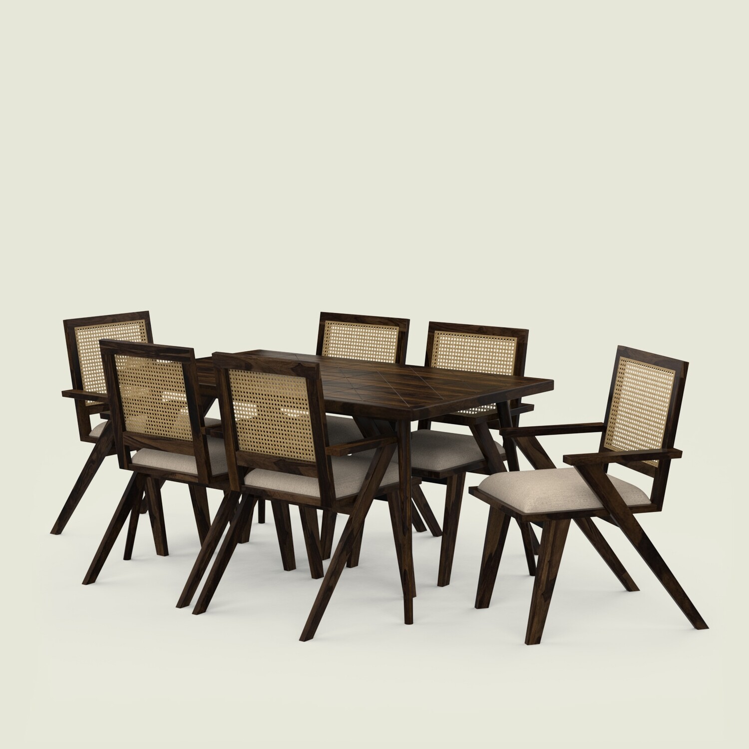 Helena-Flora Walnut Dining Table Set - 6 Seater/175 cm