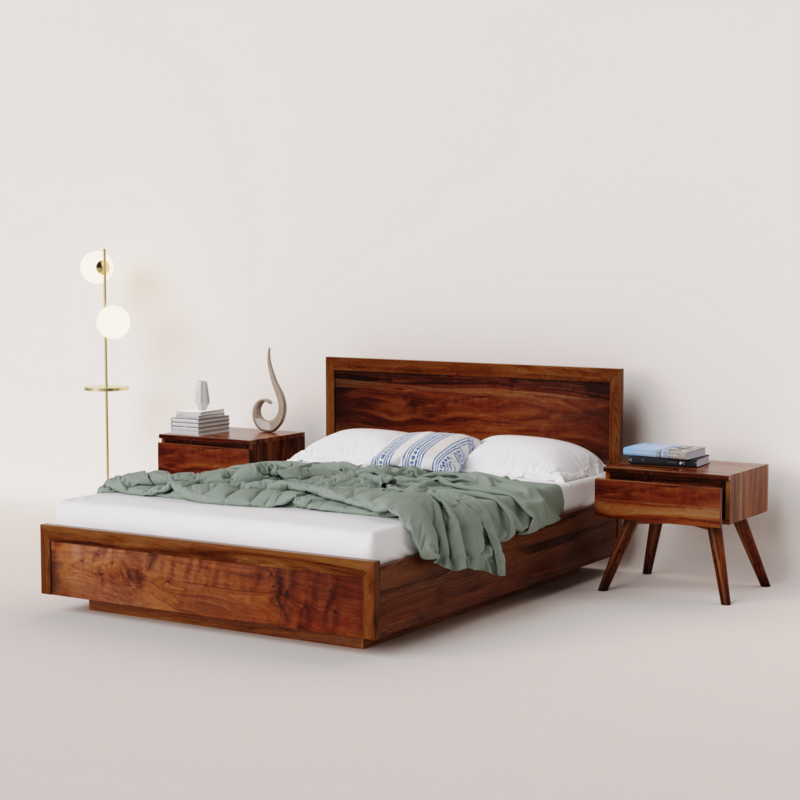 Modluxe Hydraulic Storage Solid Wood Platform Bed
