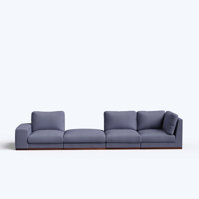 Derek modular right arm 3 seater sofa with ottoman - 133.5"