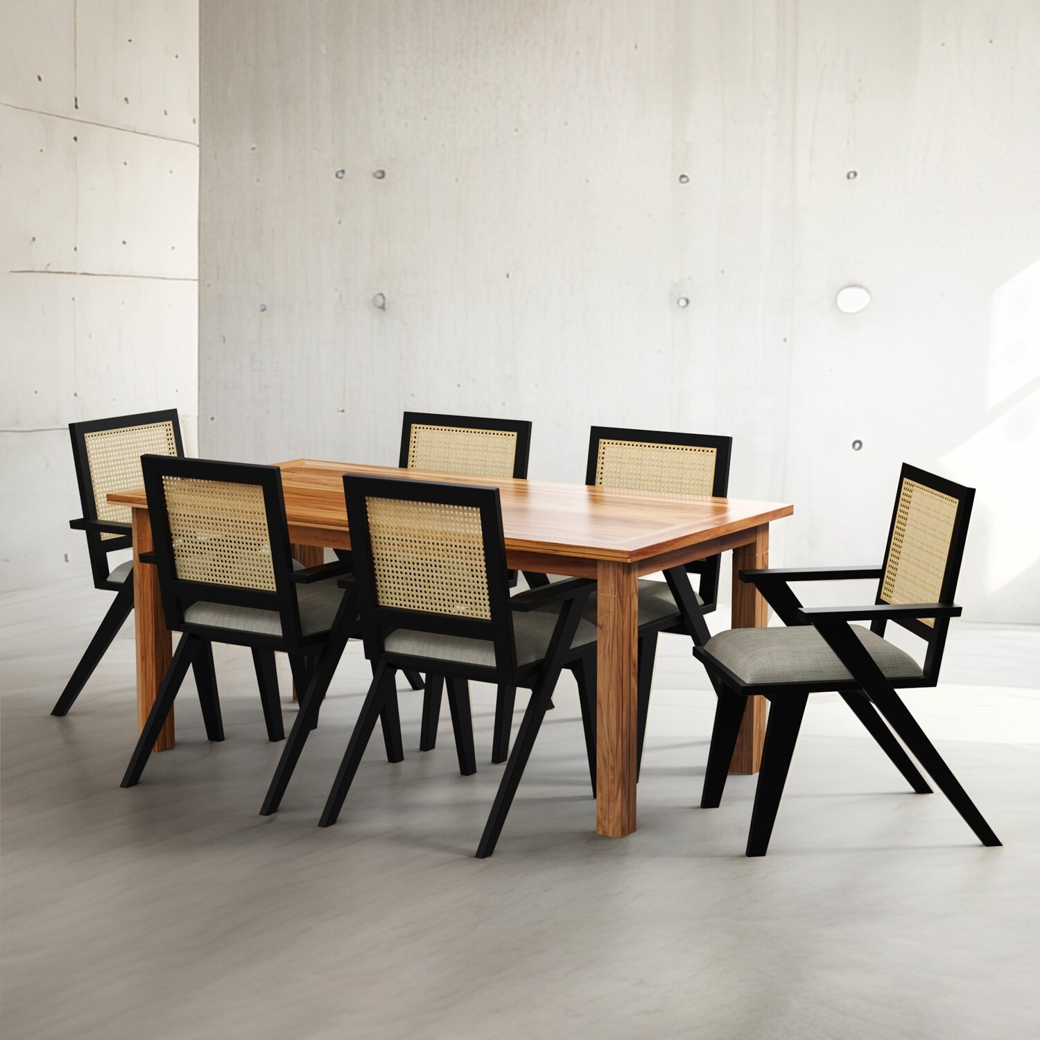 RomaFlora Dining Table Set 6 Seater/175 cm Wood Dining Table Set 4