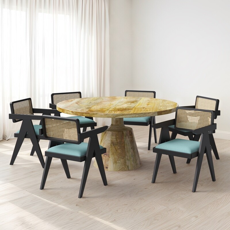 Yukon-Pierre Black Dining Table Set - 6 Seater/150 cm