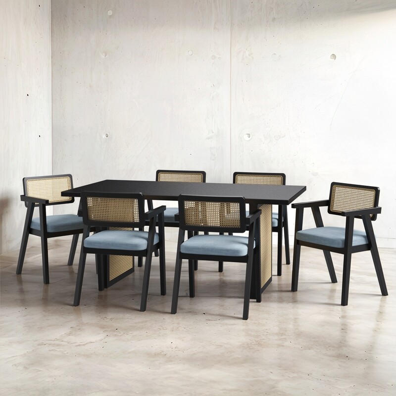 Stanley Luxury Dining Table Set with Bob chair - 6 Seater/175cm
