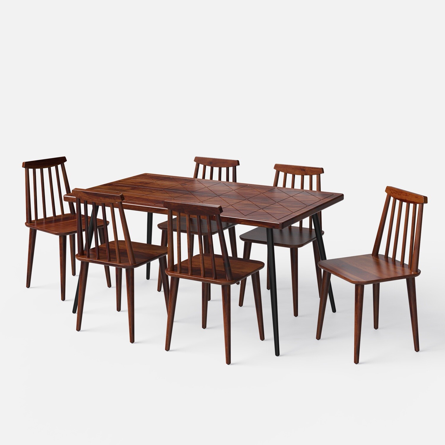 Polly Dining Table Set - 4 & 6 Seater/150 cm | Provincial Teak Finish | Medium Honey on Sheesham | Sheesham Natural Finish