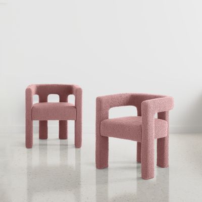 Candela Upholstered Chair - Set of Two - Rose Gold