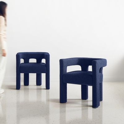 Candela Upholstered Chair - Set of Two - Oxford Blue