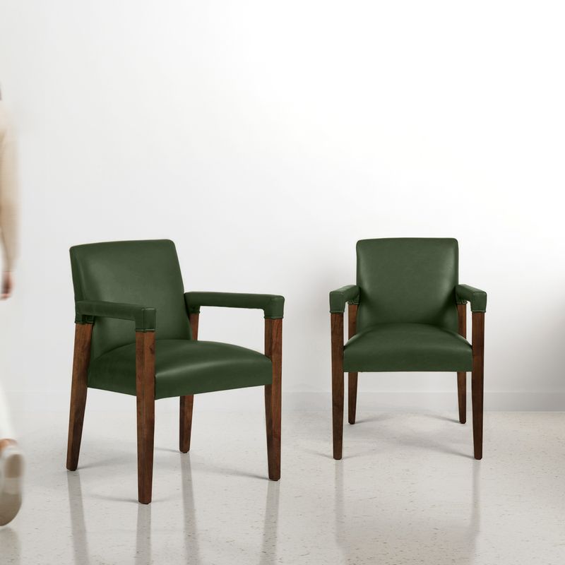 Luna Upholstered Chair - Set of Two - Forest Green