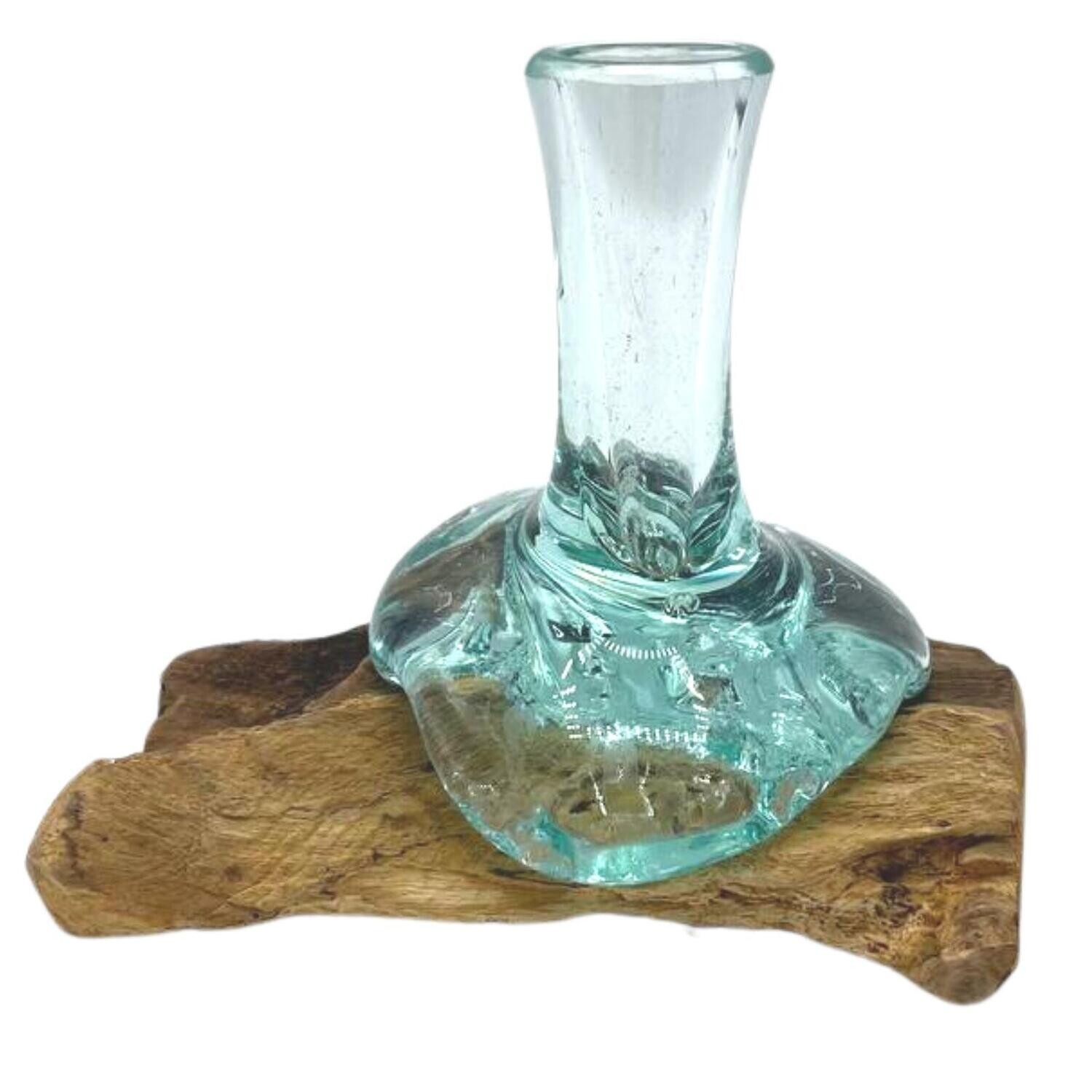 Sticla modelata pe lemn - Vaza mica