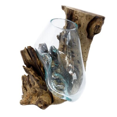 Sticla modelata pe lemn - Bol topit mare