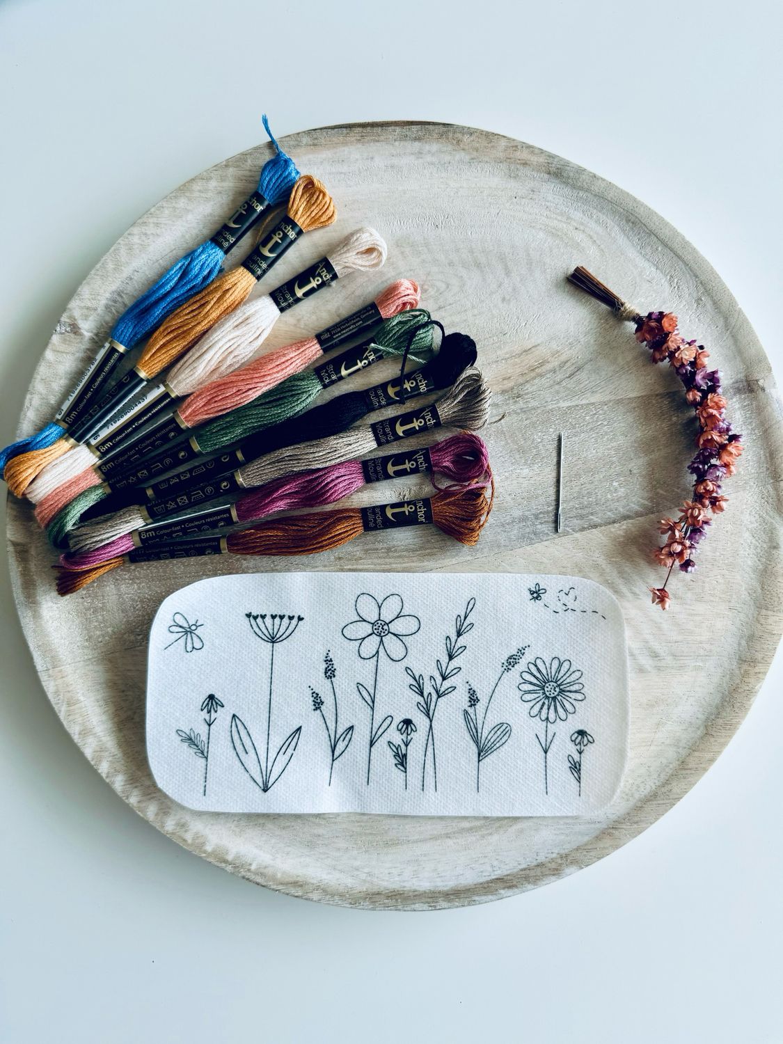 Stickmotiv Set inkl. Garn - Blumenwiese