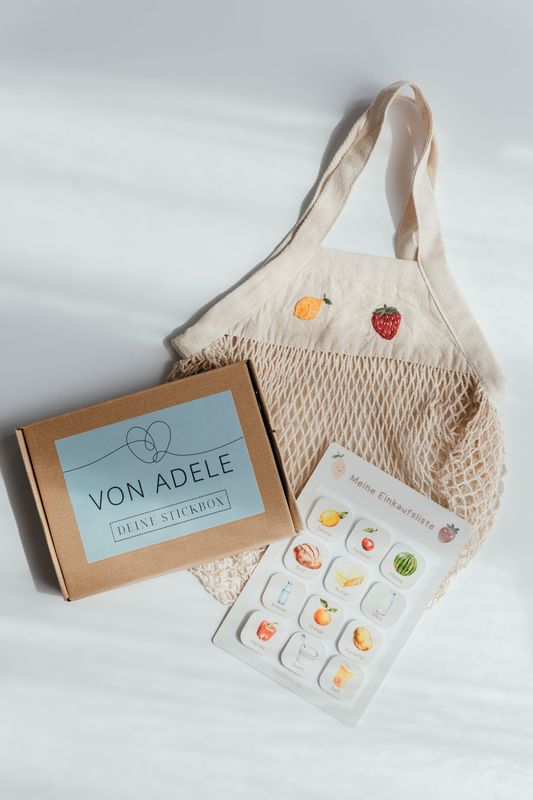 FRUCHTIG - DIY Stickbox, Einkaufsliste & Tasche FRUCHTIG - DIY Stickbox, Einkaufsliste & Tasche