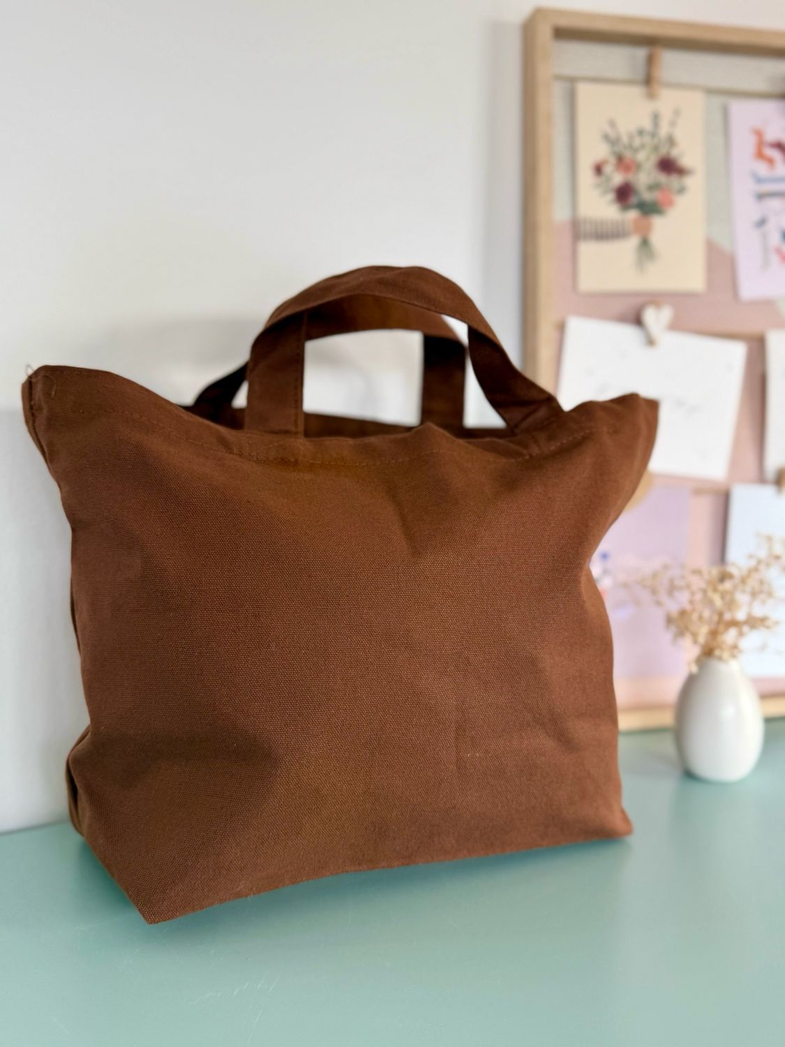 Kleine Baumwoll Tasche - Walnuss