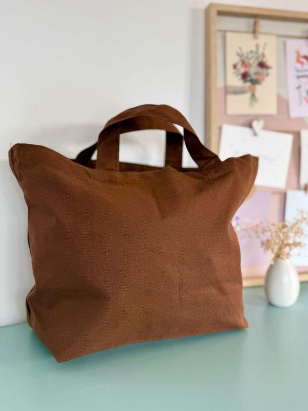 Kleine Baumwoll Tasche - Walnuss