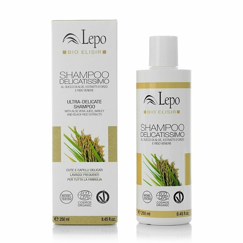 SHAMPOO DELICATISSIMO al succo di aloe, estratti di orzo e riso venere