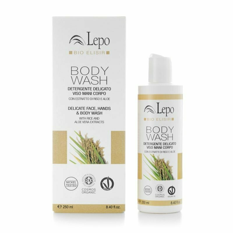 BODY WASH DETERGENTE DELICATO VISO, MANI E CORPO con estratto di riso e aloe