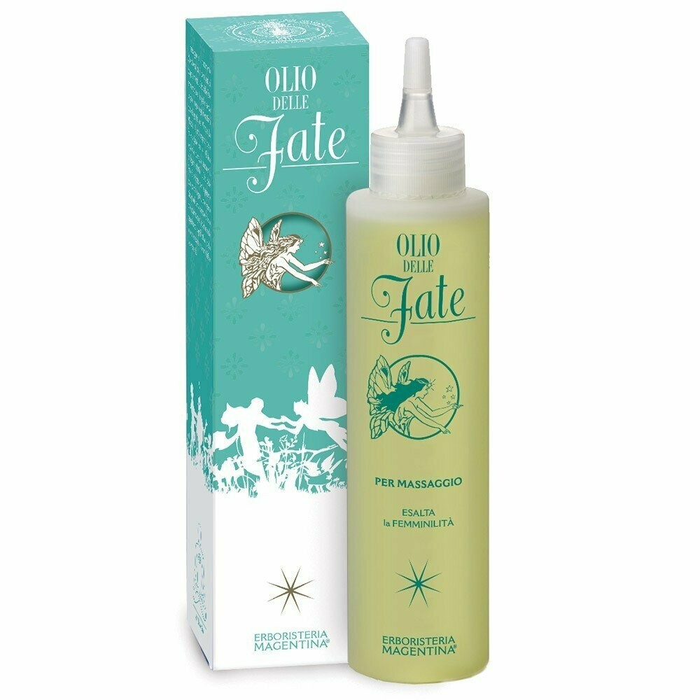 ANGELI ESSENI FATE ELFI
Olio delle Fate 150 ml
Esalta la sensualità della donna, gli Oli vegetali stimolano il drenaggio linfatico e tonificano la cute.
È un ottimo doposole e dopo bagno