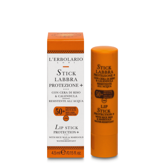 Stick Solare Labbra SPF 50+
Stick per le labbra a protezione solare molto alta alla Cera di Riso e alla Calendula