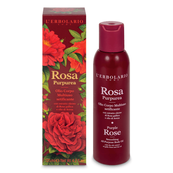Olio Corpo Multiuso Setificante Rosa Purpurea
con estratto oleoso di Rosa gallica e olio di Avena