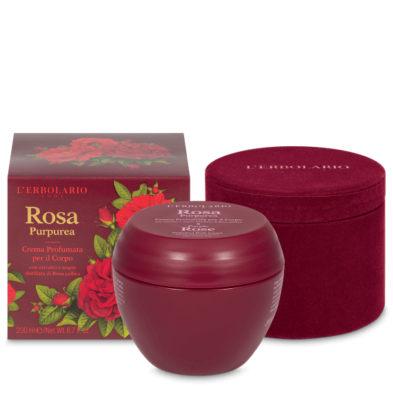 Crema Profumata per il Corpo Rosa Purpurea
con estratto e acqua distillata di Rosa gallica
Edizione limitata