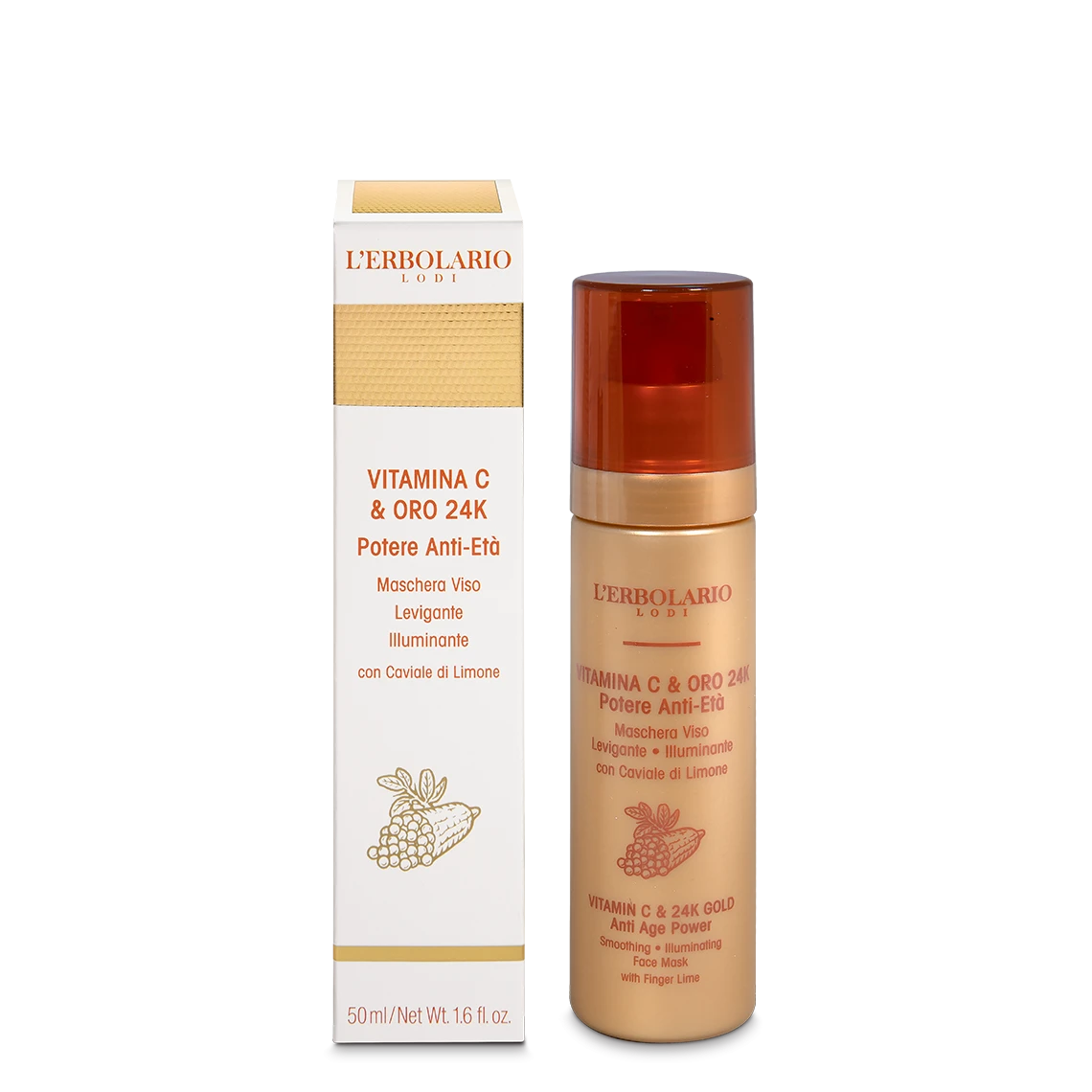 Maschera Viso Vitamina C & Oro 24K

Maschera Viso Levigante e Illuminante

Potere Anti-Età