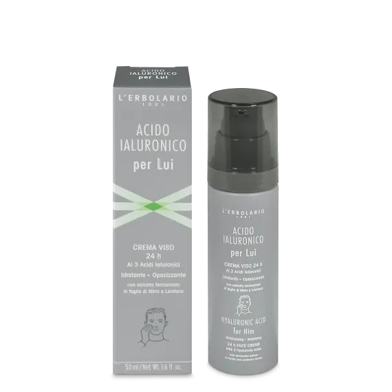 Acido Ialuronico per Lui
Crema Viso Acido Ialuronico per Lui
Crema Viso 24h ai 3 Acidi Ialuronici, idratante e opacizzante