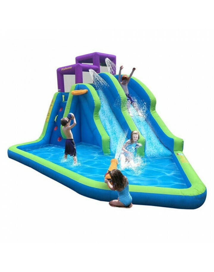 Magic Time Twin Falls Outdoor Inflatable Splash Pool Backyard Water Slide Park Magic Time Twin Falls Outdoor Inflatable Splash Pool Backyard Water Slide Park