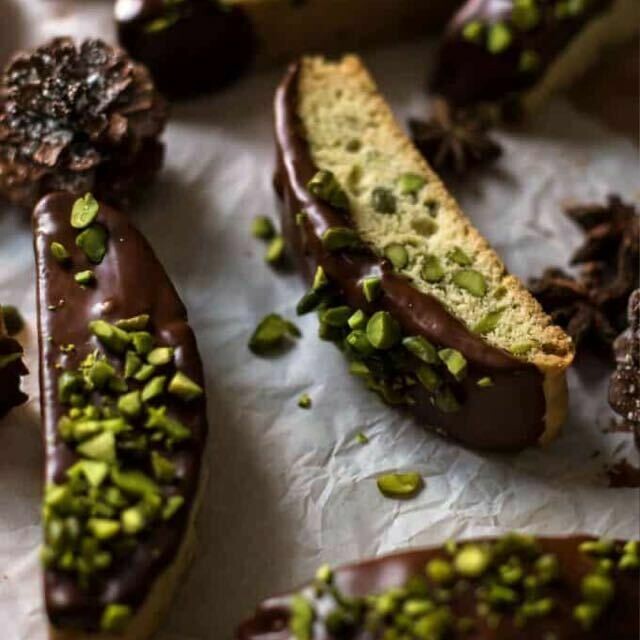 Chocolate Pistachio Biscottis - Dozen