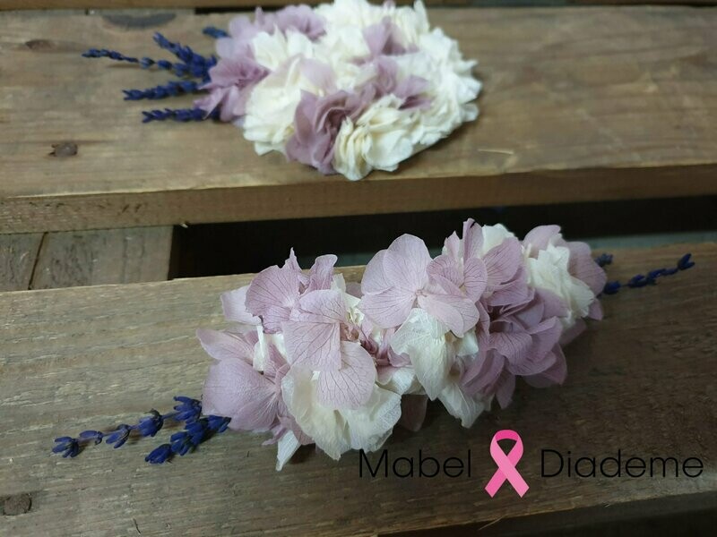 Tocado y aplique flor preservada comunión