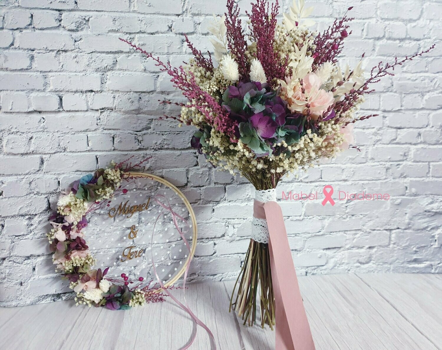 Ramo de novia con flores preservadas y silvestres - Floresenelcolumpio