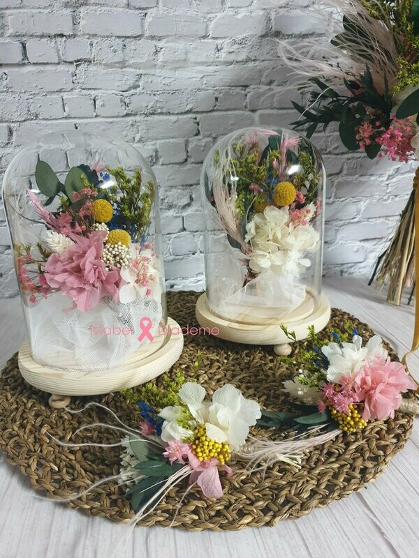 Mini Cúpula cristal ramo réplica flores preservadas regalos boda