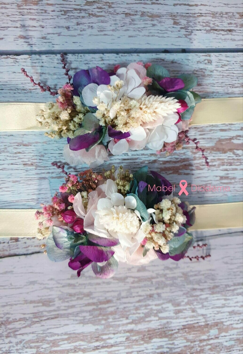Pulseras flores preservadas damas de honor, arras bodas