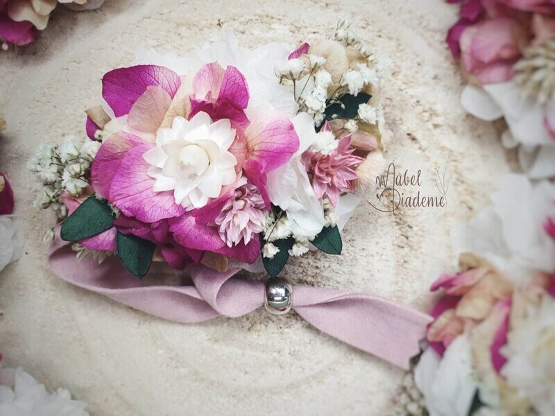 Pulsera de flores preservadas damas de honor, arras