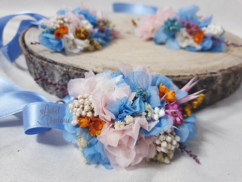 Pulsera de flores preservadas damas de honor, arras