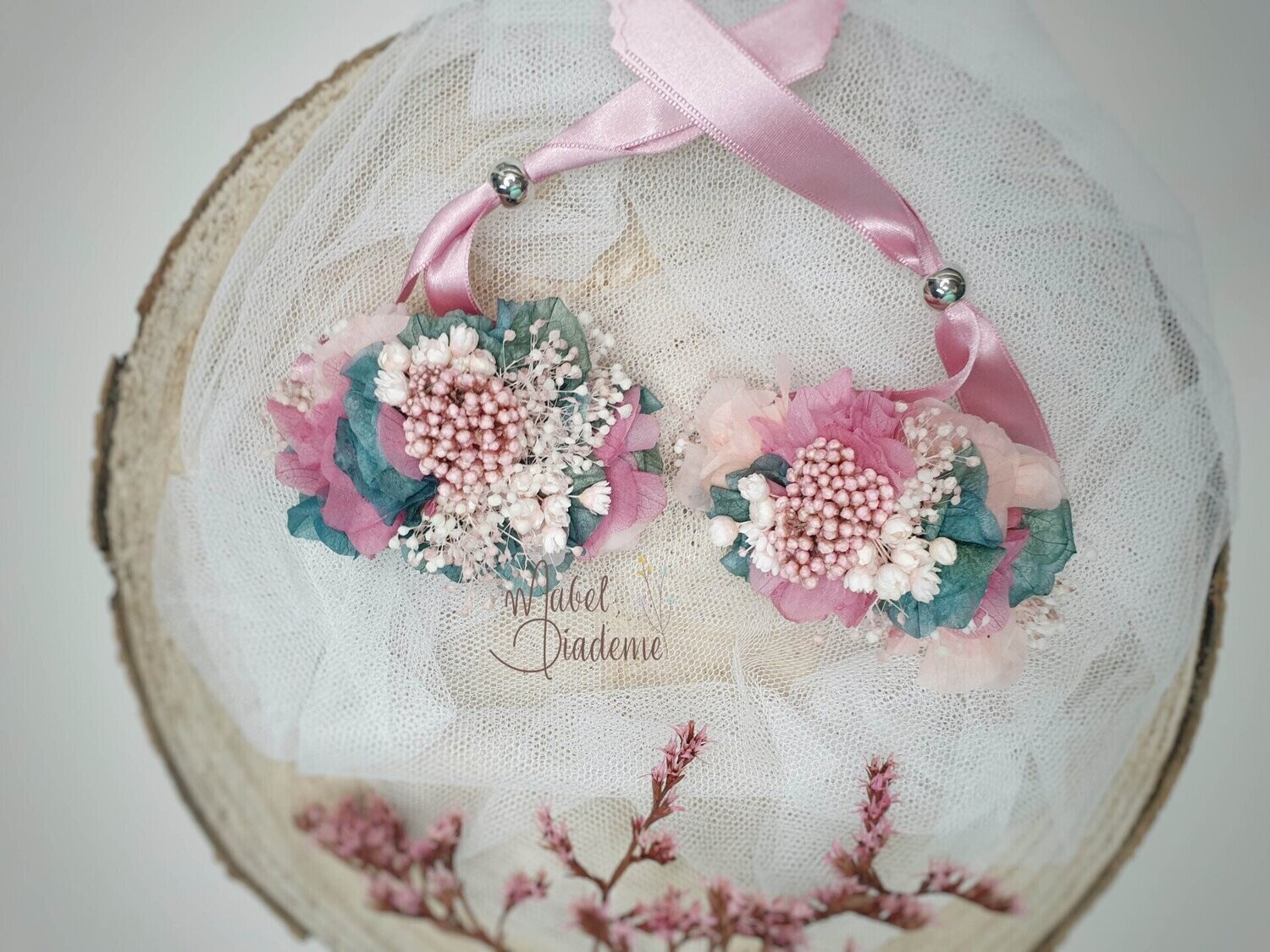 Pulsera de flores preservadas damas de honor, arras