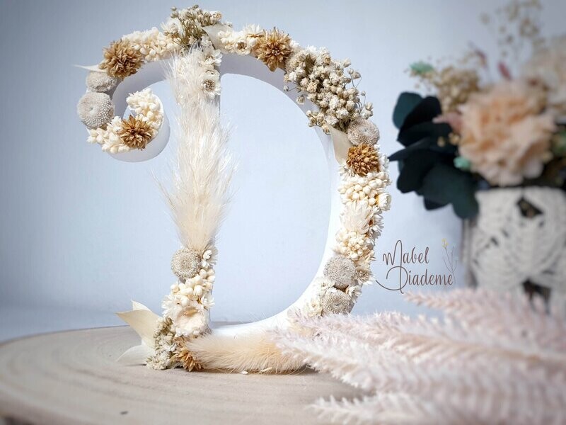 Inicial madera flores preservadas estilo nórdico regalos bonitos