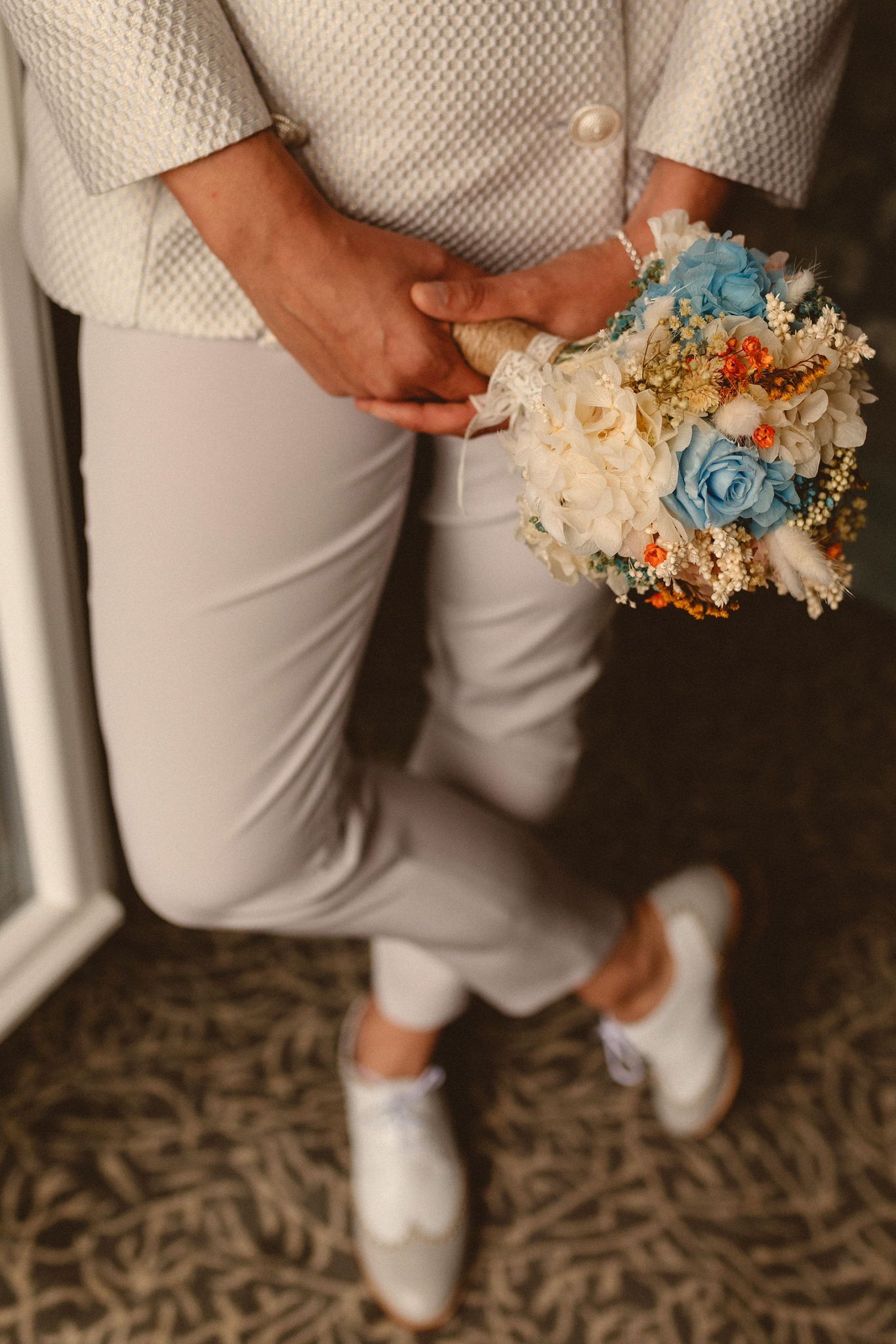 Mini Bouquet ramo de novia flores preservadas azul