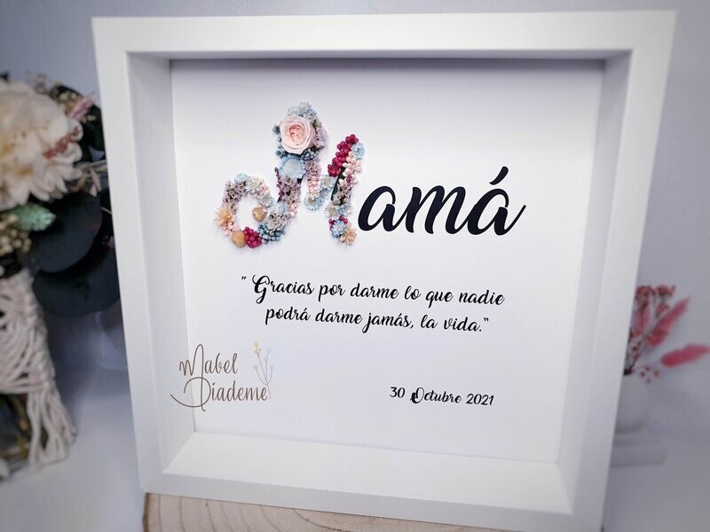 Cuadro Personalizado Inicial de Flores Preservadas regalos originales